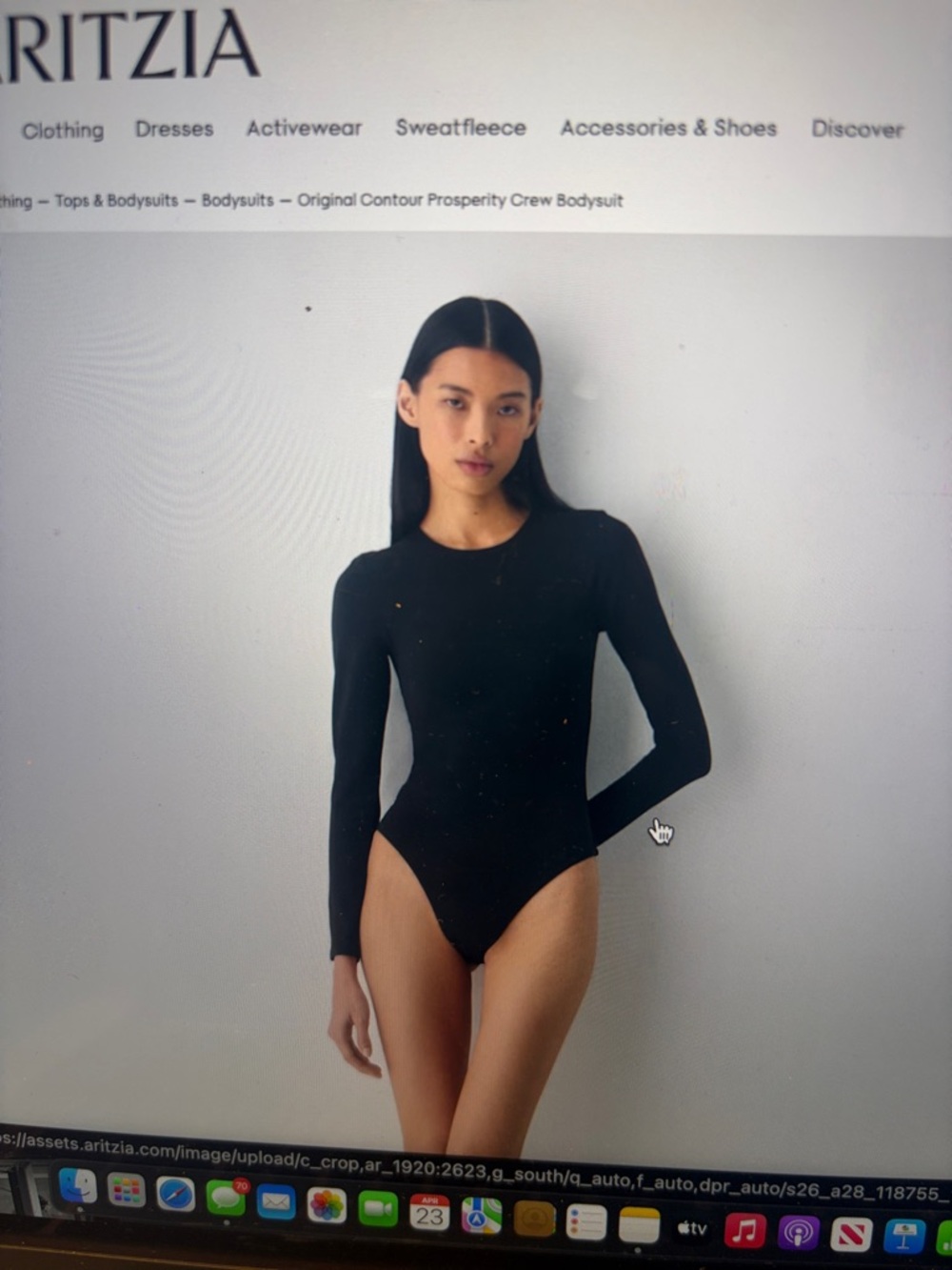 Aritzia Black Long-Sleeve Crewneck Bodysuit